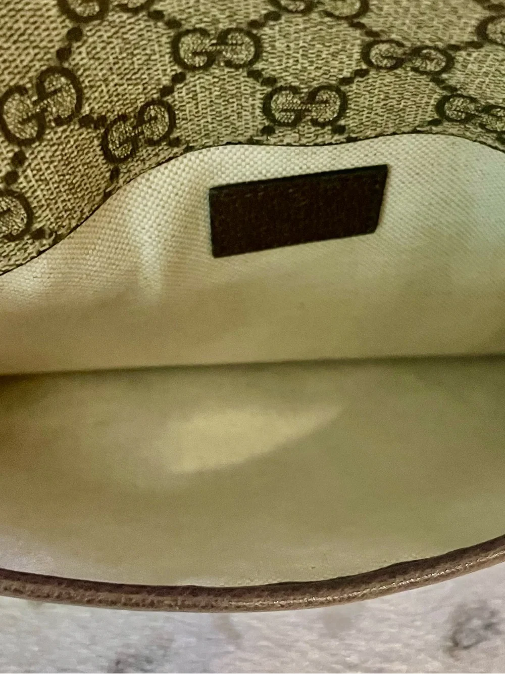 Gucci Brown GG Supreme Canvas Belt Bag with Green-Red Web Strap - Picture 9 of 10